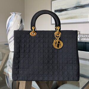 DIOR NYLON Vintage Lady Dior Black Large